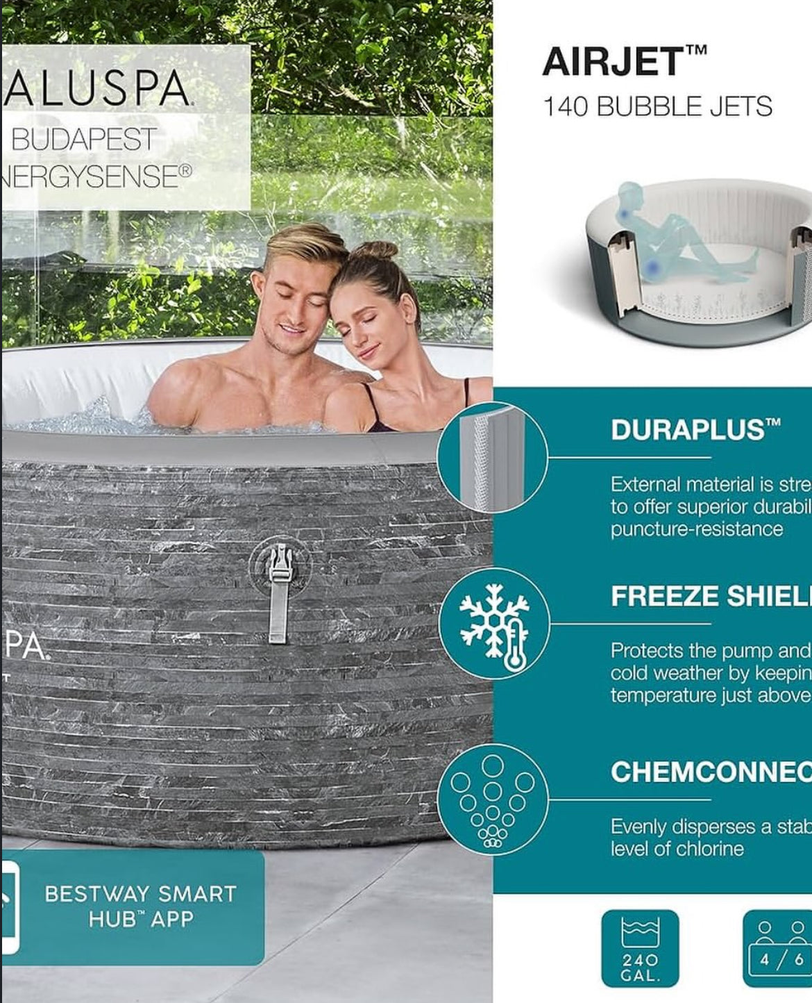 Jacuzzi Portátil 2 a 4 personas SaluSpa