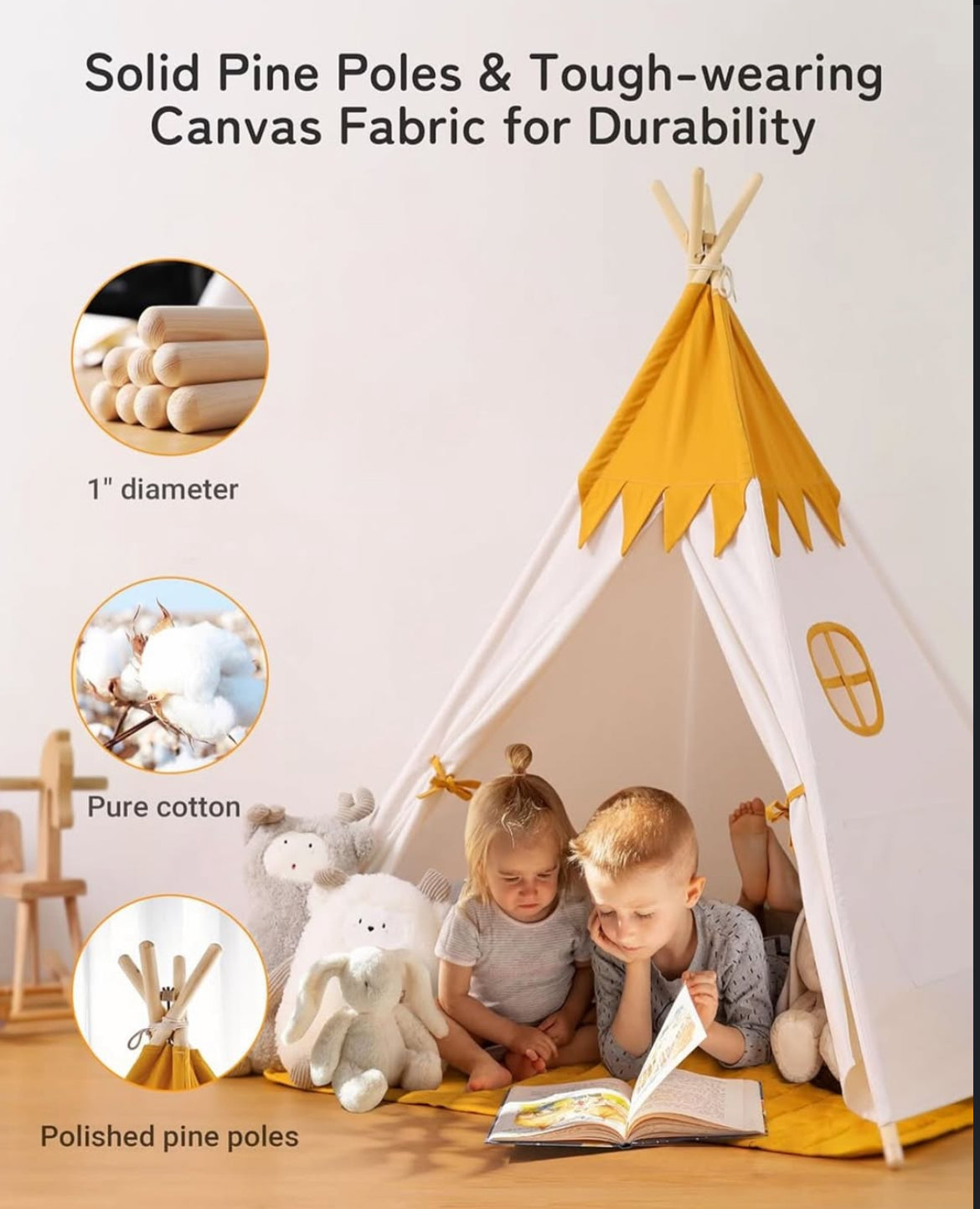 Teepee Play Tent (incluye mat y luces)