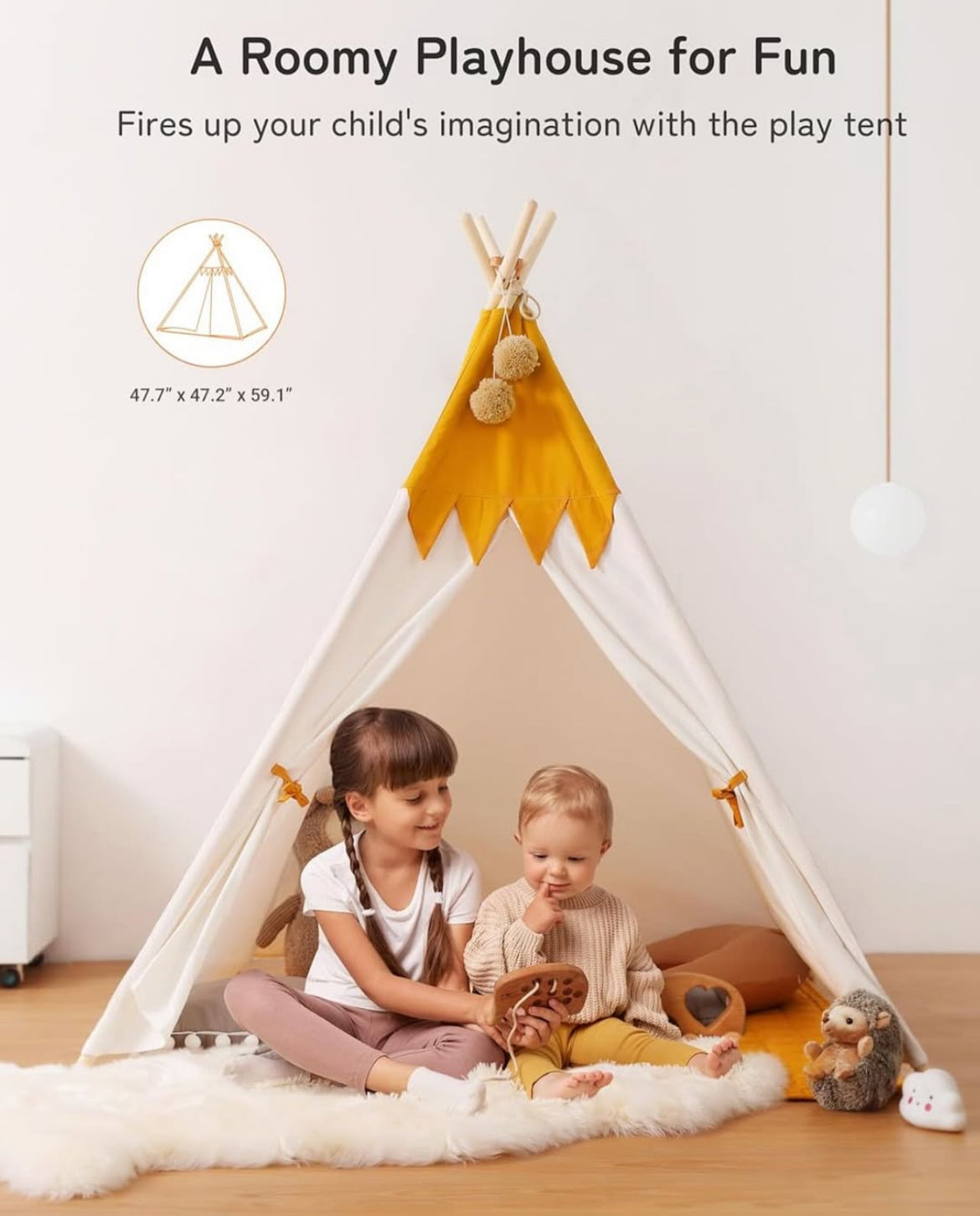 Teepee Play Tent (incluye mat y luces)