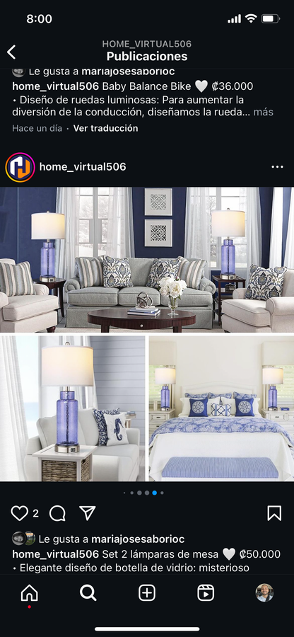 Set 2 lámparas de mesa - Cristal Azul