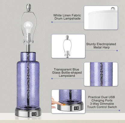 Set 2 lámparas de mesa - Cristal Azul